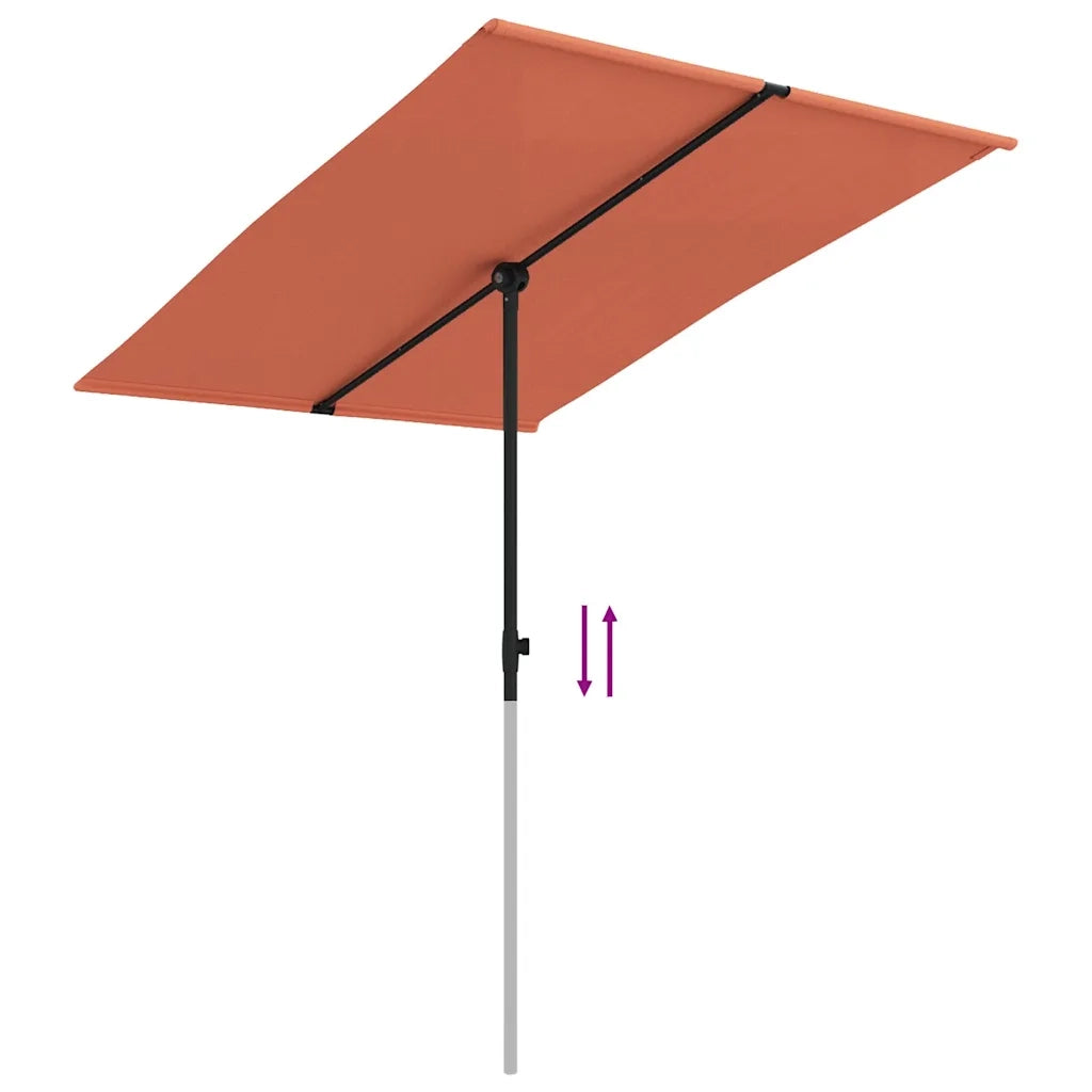 Ombrellone da Giardino-Ombrello da Balcone Palo in Alluminio 2x1,5 m Terracotta