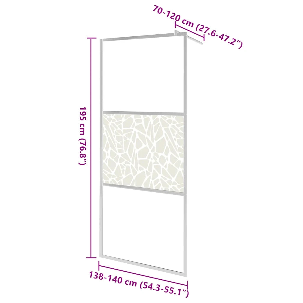 Parete per Doccia Walk-in in Vetro ESG Design Pietra 140x195 cm 146654