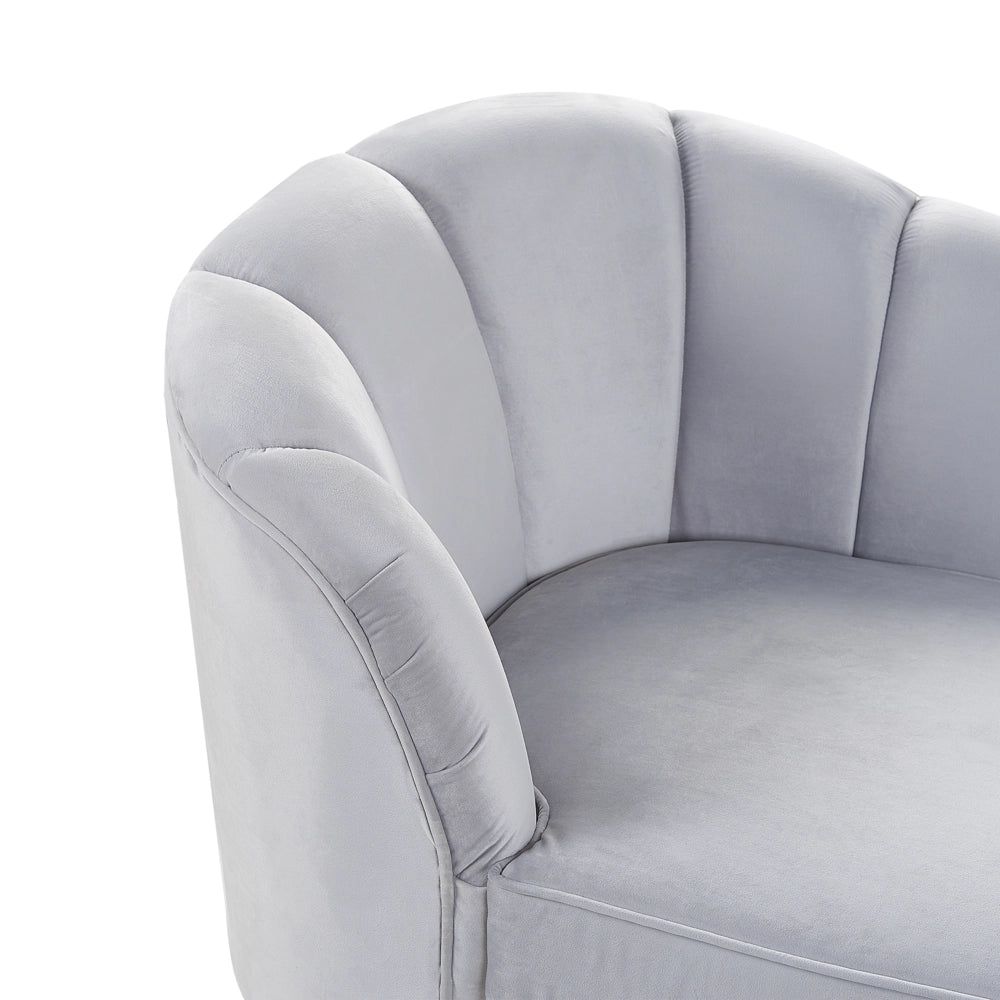 Chaise longue Velluto Grigio Chiaro Rivestimento Gambe In Metallo dorato versione sinistra