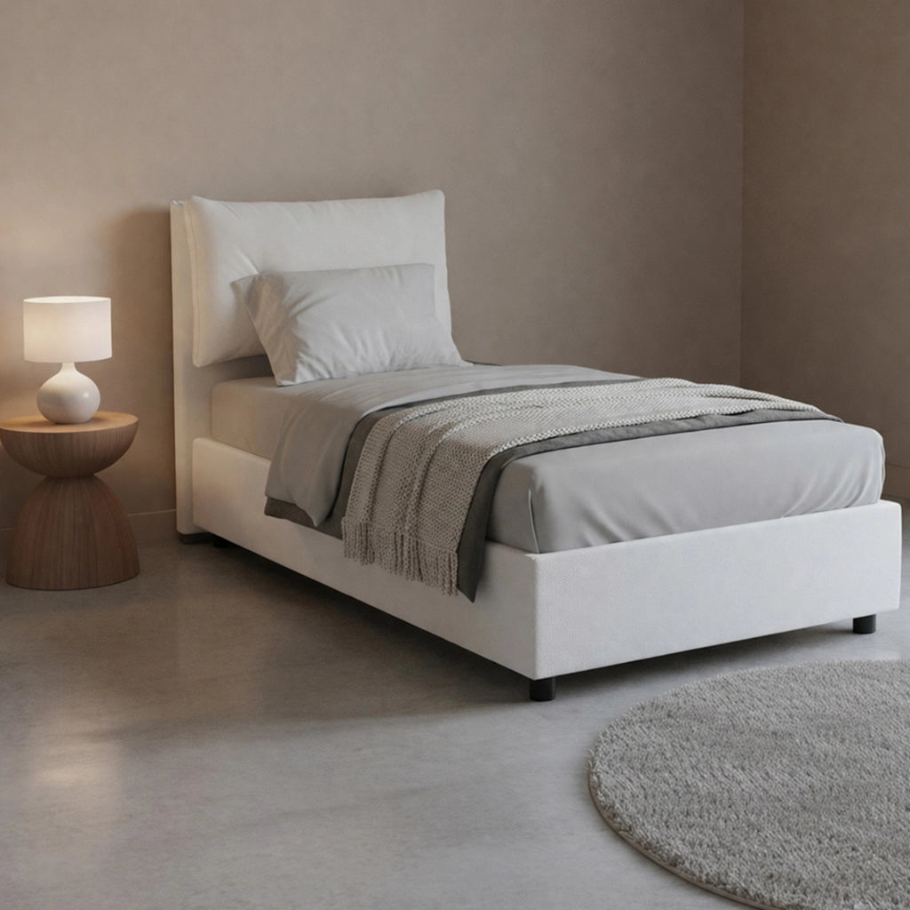 Arcisate, Letto Singolo Materasso Incluso Made in Italy, Bianco