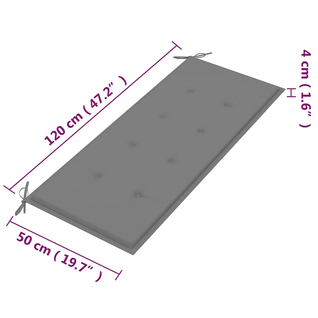 Panchina da Giardino 2 Posti e Cuscino 120cm Massello Eucalipto cod mxl 75764