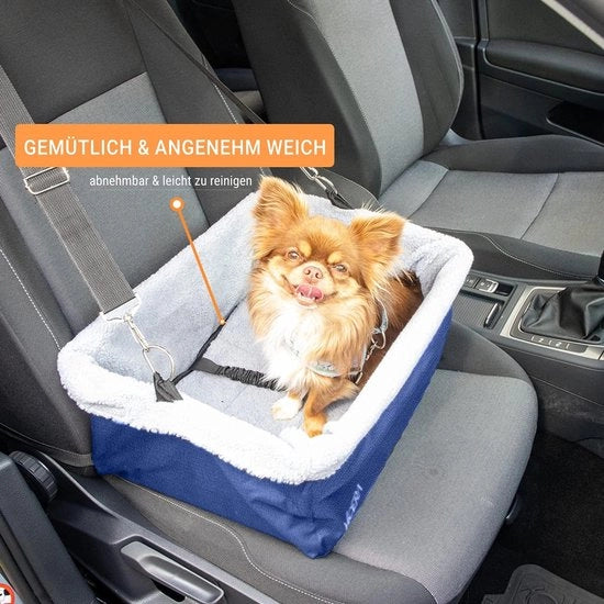 Sedile per animali per sedile passeggero e divano, sedile per animali stabile per cani piccoli e gatti per l'auto, sacco per animali impermeabile con cuscino e cintura di sicurezza (blu)