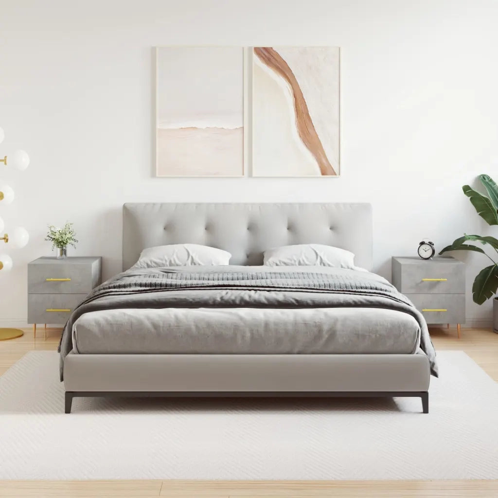 Comodini 2 pz-Set di 2 Tavolino da notte Grigio Cemento 40x35x47,5 cm in Legno Multistrato 294924