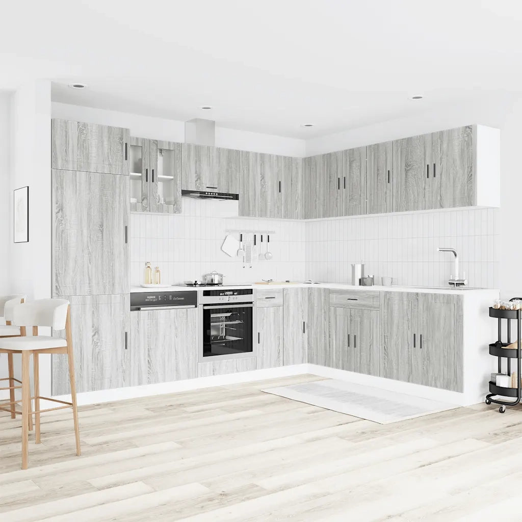 Set Mobili da Cucina 14 pz Porto Grigio Sonoma in Truciolato