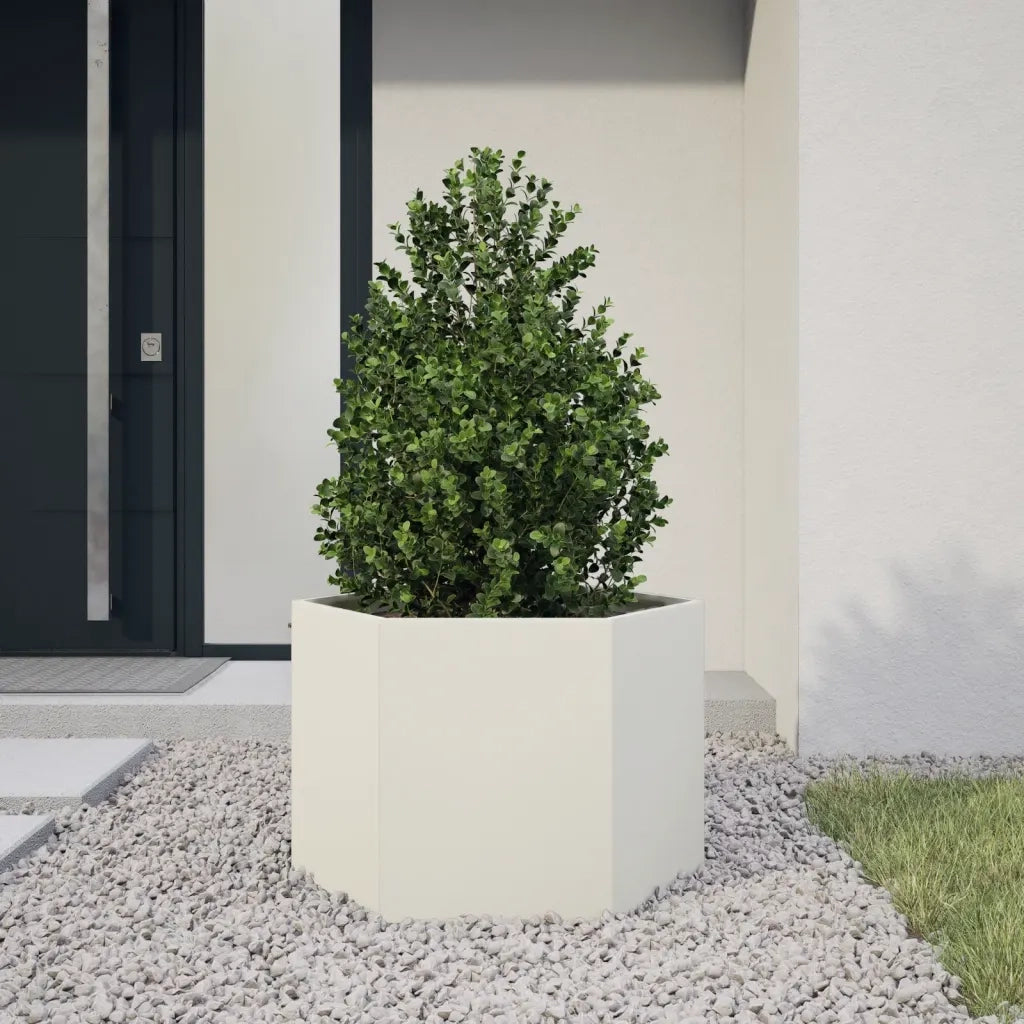 vidaXL Fioriera da Giardino Bianca Esagono 69x60x45 cm in Acciaio