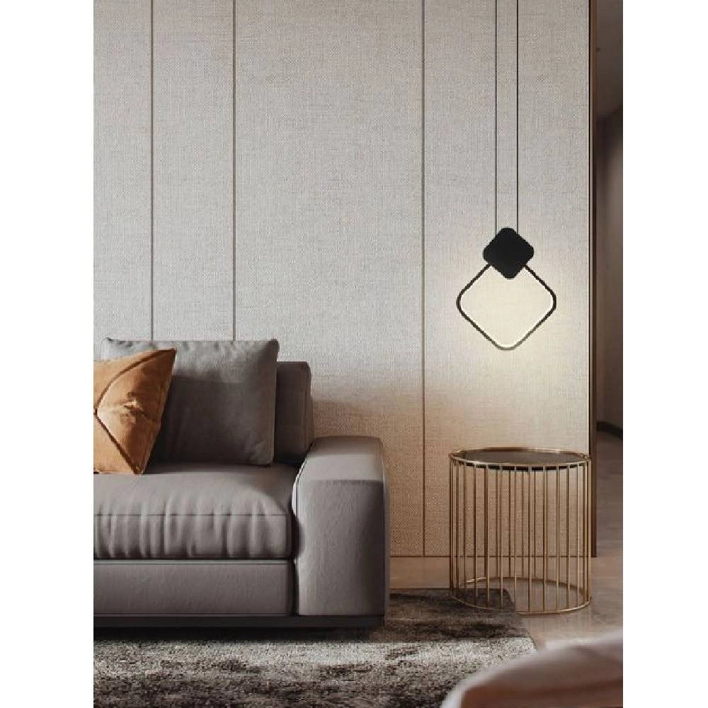 Trade Shop - Lampadario Led Sospensione 12 W Metallo Nero Moderno Luce 3000k 4000k 6500k Lp-02 -