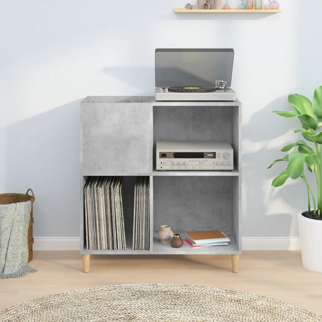 Mobile Porta Dischi Grigio Cemento 84,5x38x89 Legno Multistratocod mxl 103543