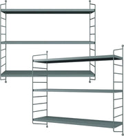 Set di parete 2 pezzi con 3 assi per ogni pezzo - acciaio grigio blu - 50x60x15 cm - totale 6 assi