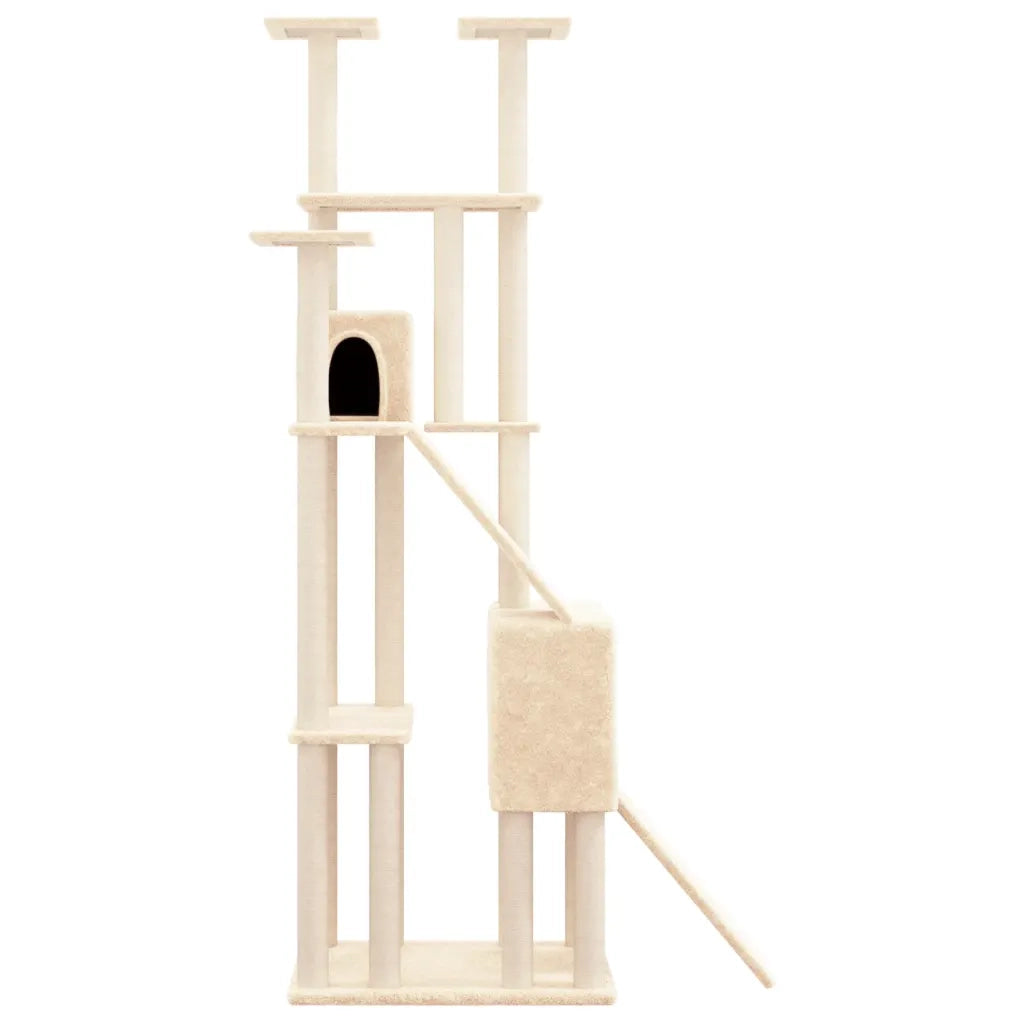 Albero per Gatti con Tiragraffi in Sisal Crema 190 cm 171648