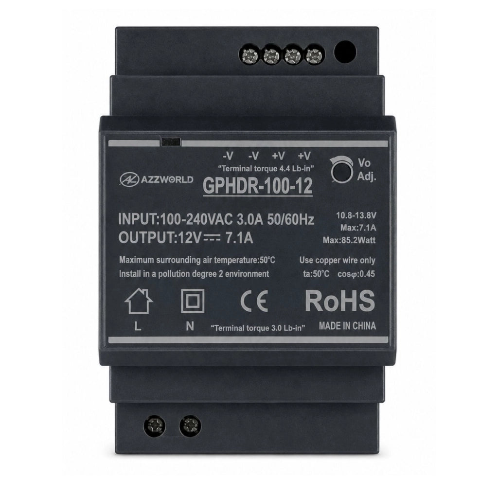 Alimentatore Trasformatore Da Guida Barra DIN 100W, 4 Moduli, Serie HDR-100, Disponibili DC 12V 24V (DC 12V)