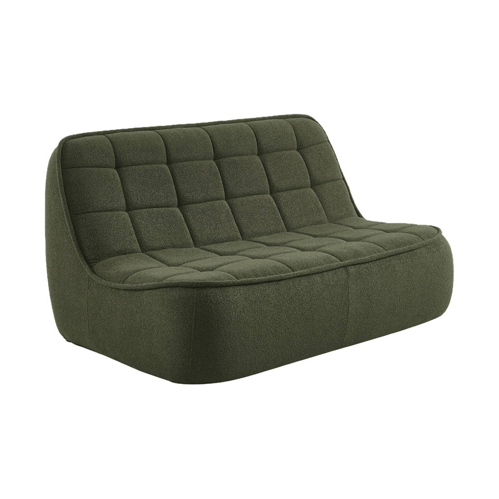Poltrona in bouclé testurizzato, 2 posti, verde kaki