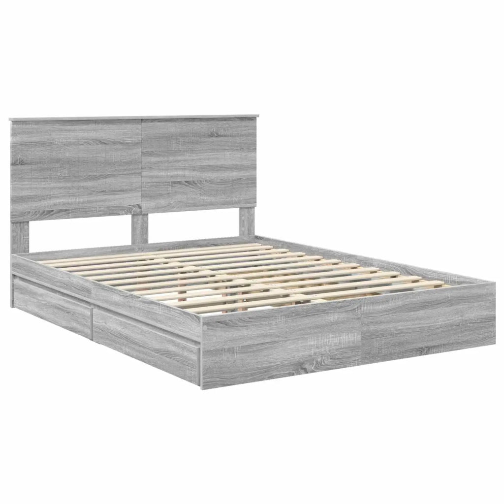 Letto con Contenitore con testiera Grigio Sonoma 150 x 200 cm