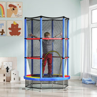 Tappeto Elastico per Bambini 3-6 Anni Ø140x190 cm con Rete di Protezione Multicolore