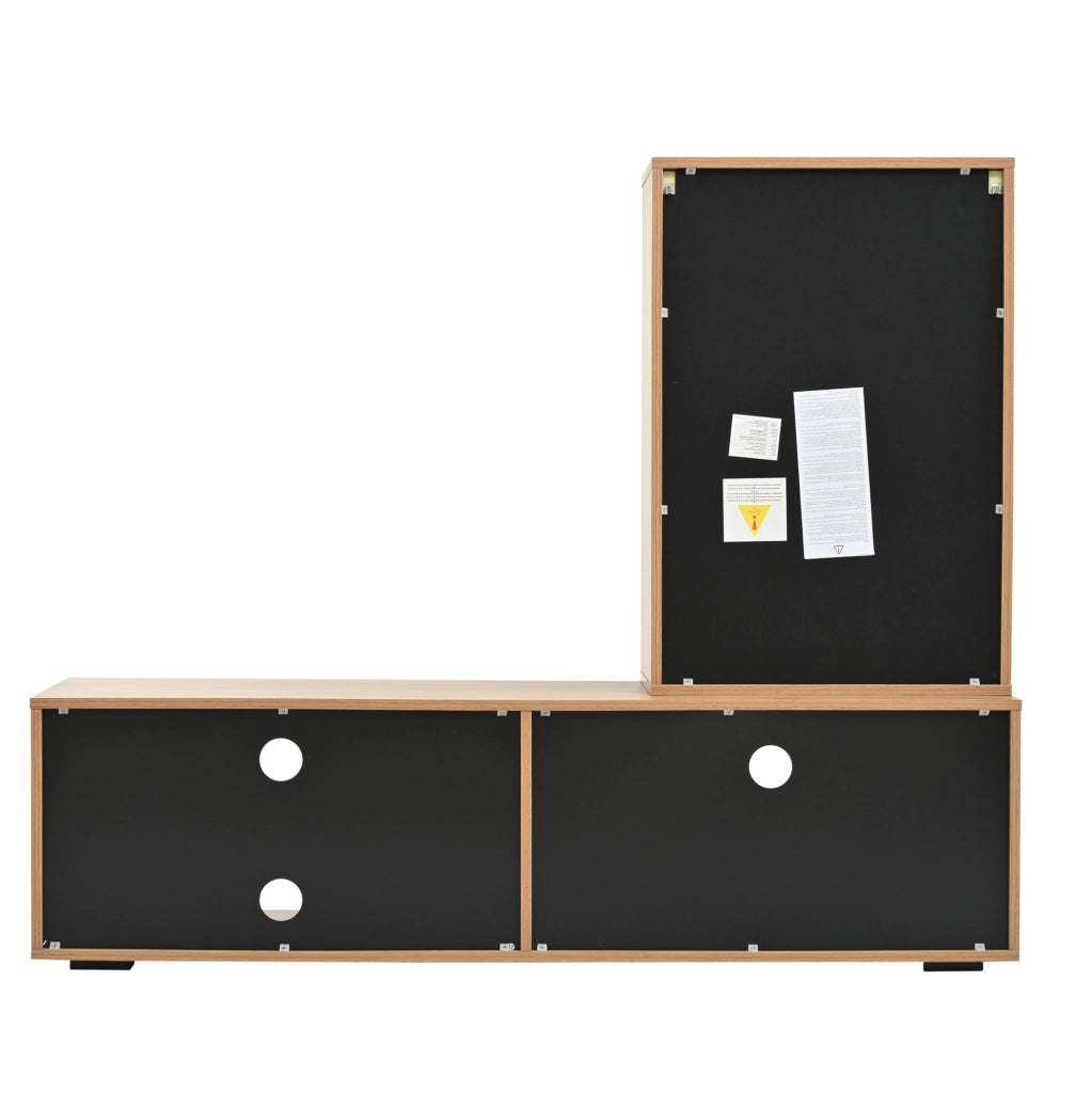Set mobile TV da parete 3 pezzi 140 cm in truciolare effetto legno e nero