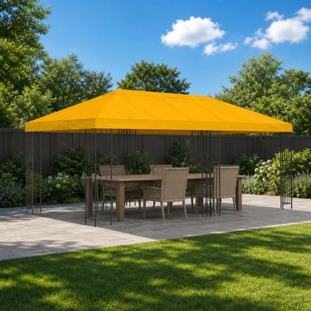 Gazebo con pareti laterali 6 x 3 m Giallo Poliestere e Acciaio 3375989