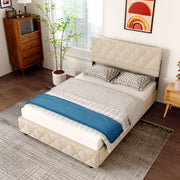 LETTO Imbottito 140x200 cm in Velluto Beige