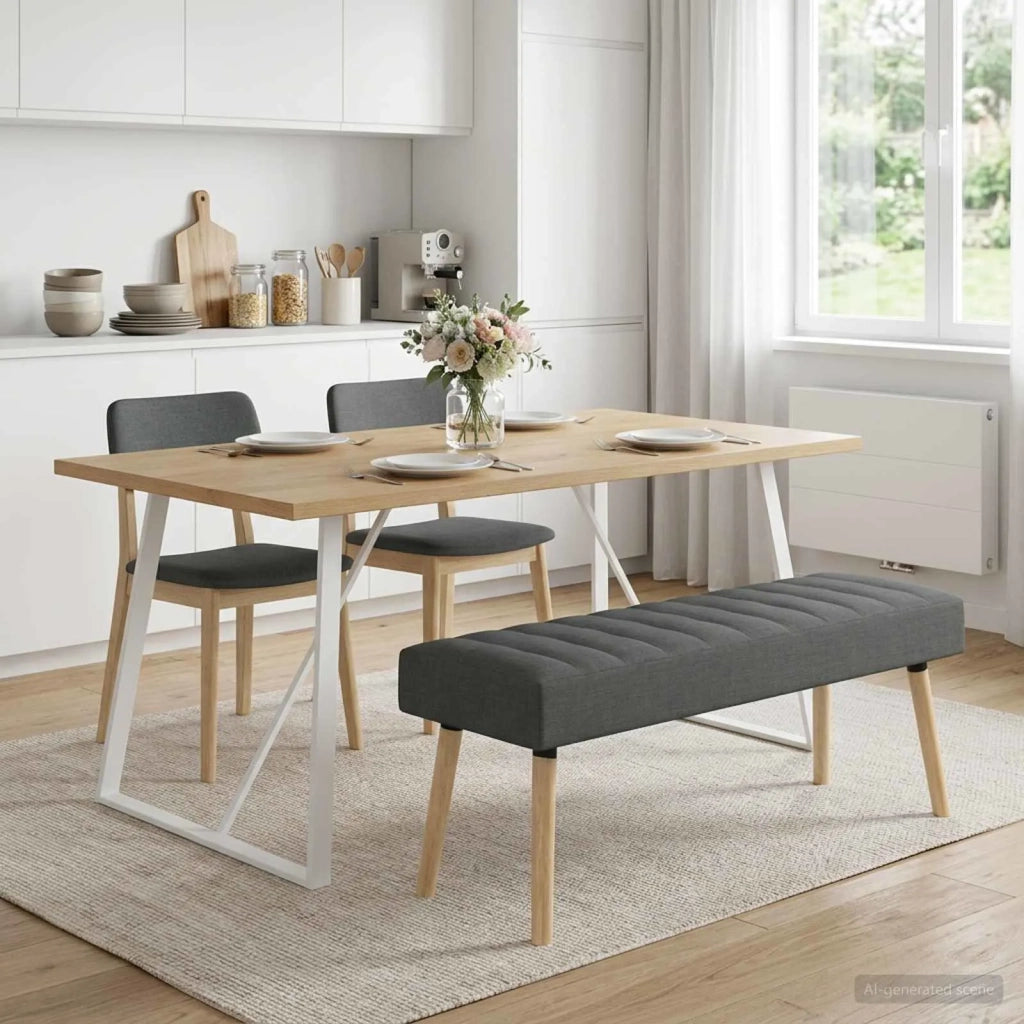 Panchina trapuntata a canale Grigio Scuro 110 x 40 x 46 cm 42038488