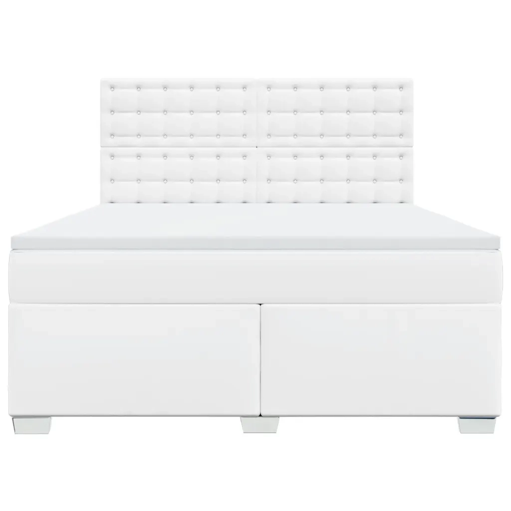 vidaXL Giroletto a Molle con Materasso Bianco 180x200 cm in Similpelle