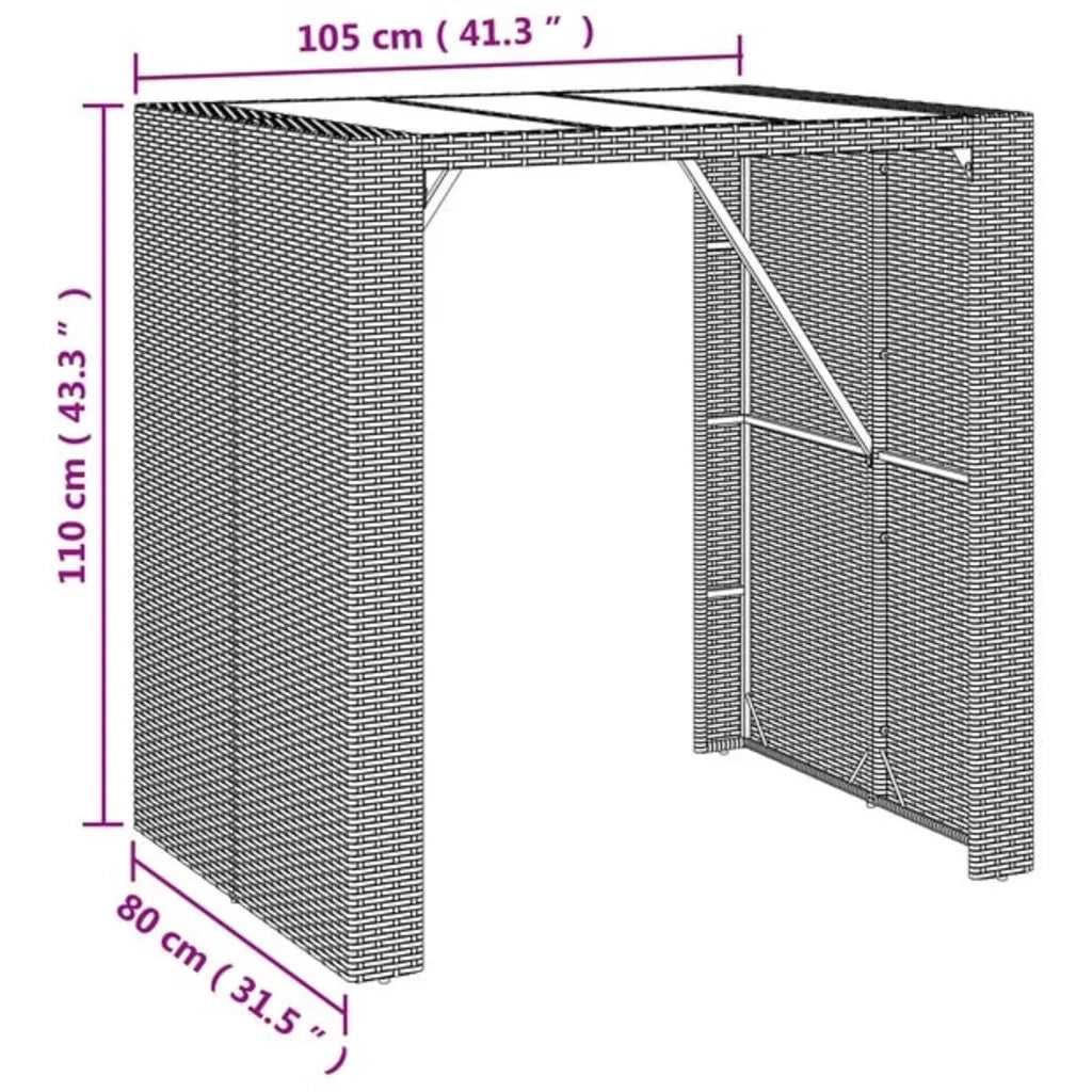 Set da Bar da Giardino 5 pz Grigio in Polyrattan 3187667