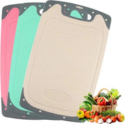 Set di taglieri, 3 pezzi, taglieri spessi per la cucina, grande tavolo da cucina con superficie antiscivolo, frutta, verdura, carne, tavoli da colazione con foro di appoggio, plastica, riciclabile, nero
