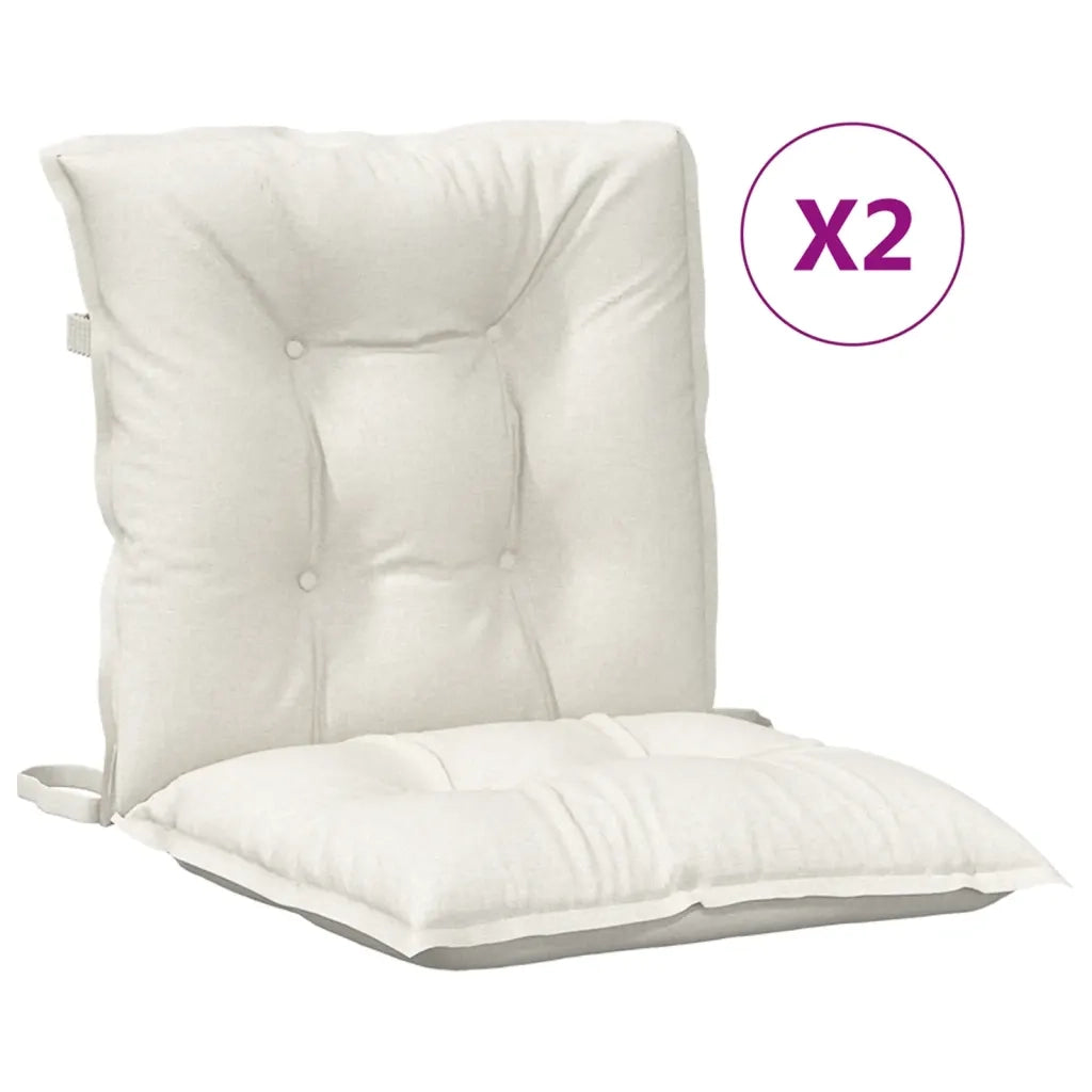 Cuscini Sedia Schiena Bassa 2 pz Crema MÃ©lange 100x50x7 Tessuto