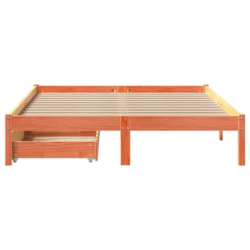 Giroletto senza Materasso Marrone Cera 140x200cm Massello Pino 3301454