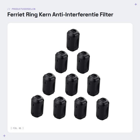 Filtro Antinterferenza per Cavi - 10 Unità - Nero - Riduzione Rumore - Per Diversi Tipi di Cavi - 9 mm di Diametro Interno