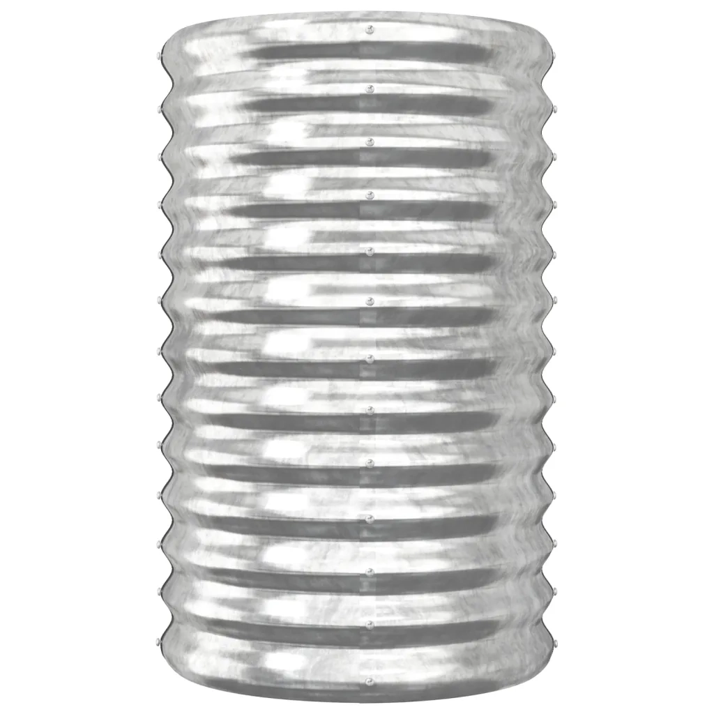 Vaso Giardino Acciaio Zincato-Fioriera da Esterno-Contenitore per Piante 40x40x68 cm Argento