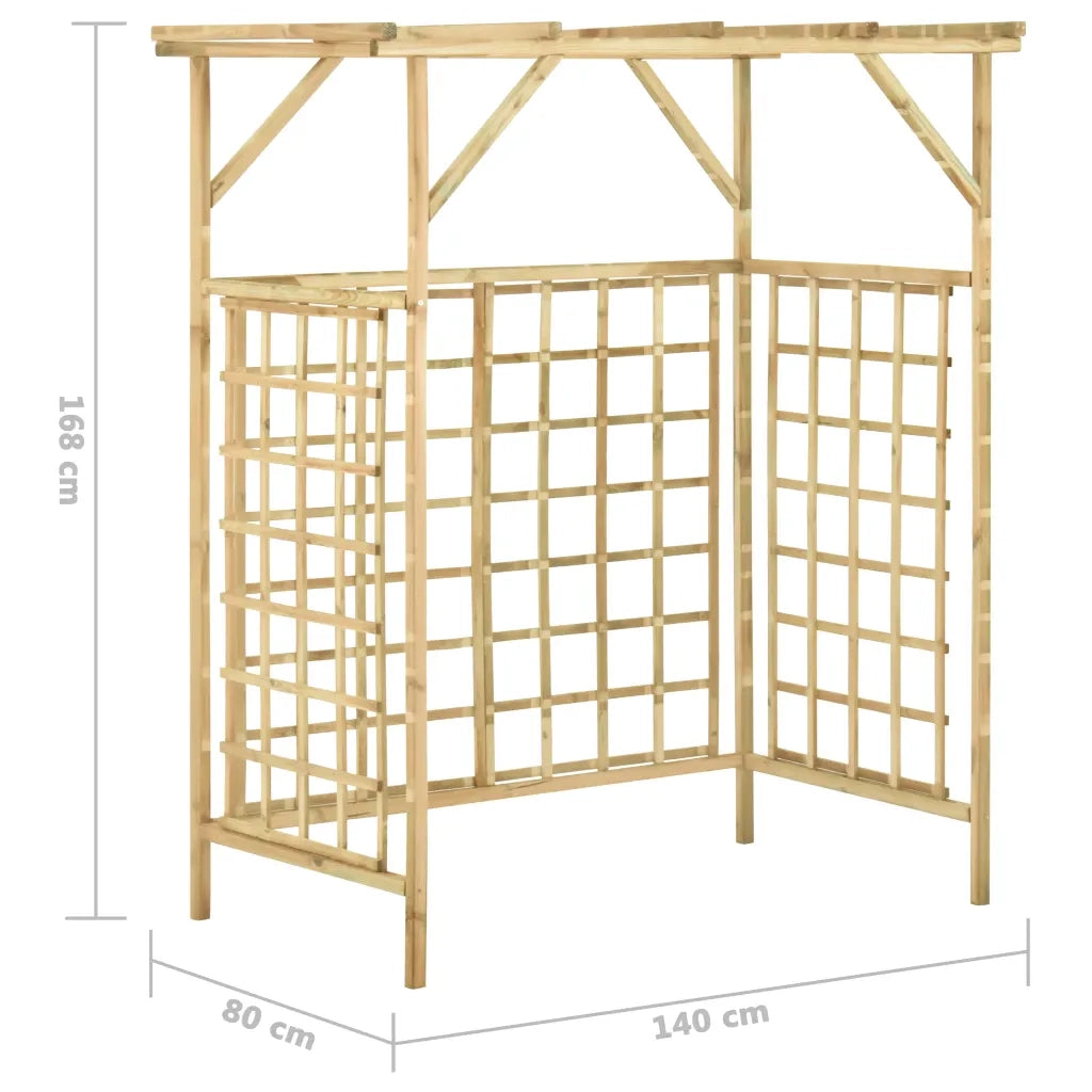 Pergolato Giardino per Bidoni Doppi Legno di Pino Impregnato 316063