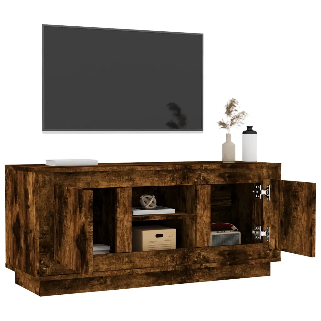 Mobile TV Rovere Fumo 102x35x45 cm in Legno Multistrato 819865