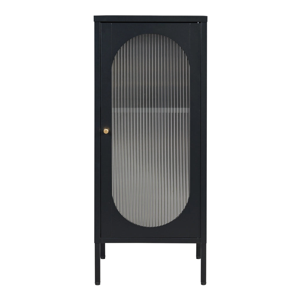 Armadietto a Vetrata Karlskrona in Acciaio 102x43x40 cm Nero [en.casa]