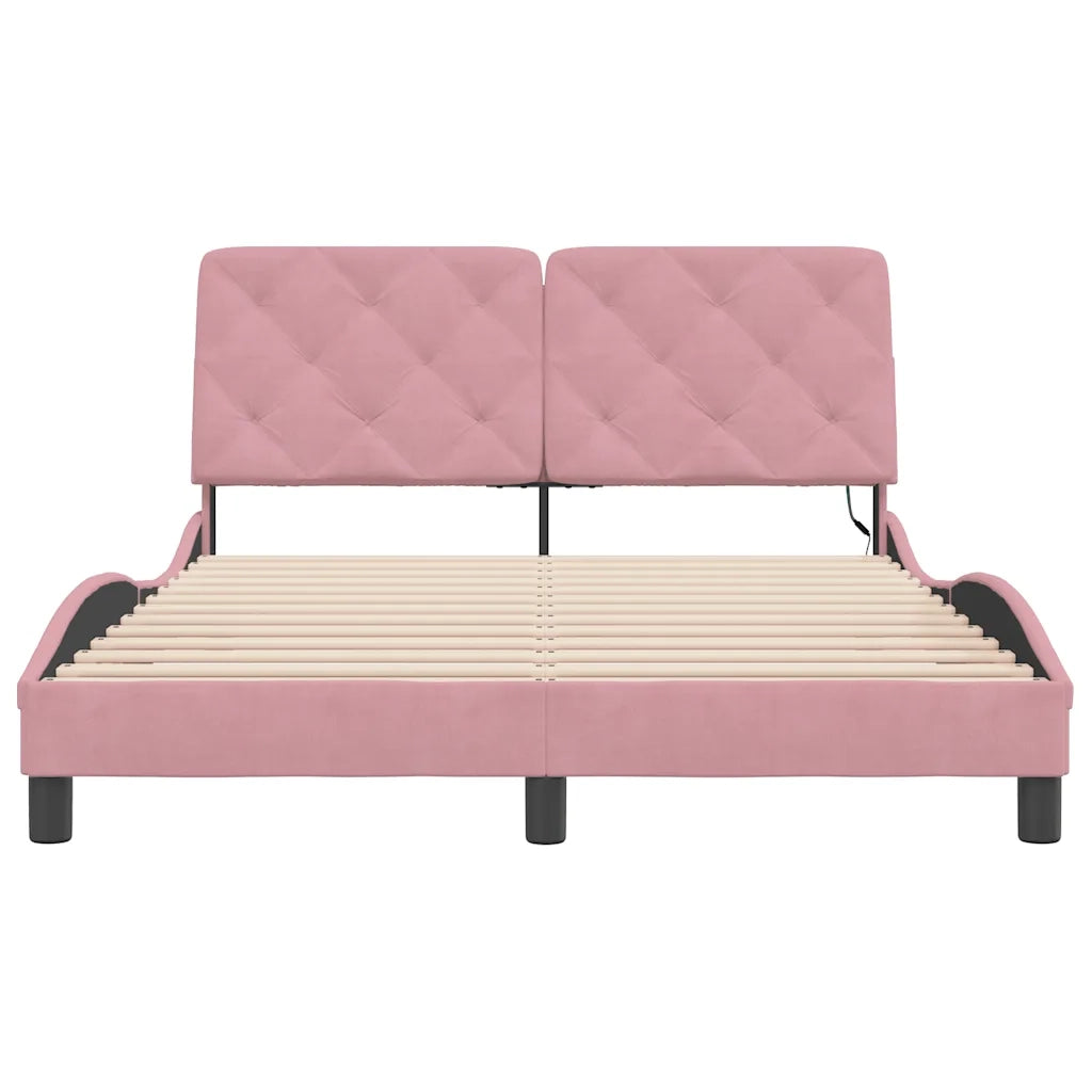 Giroletto con LED senza Materasso Rosa 140x200 cm in Velluto