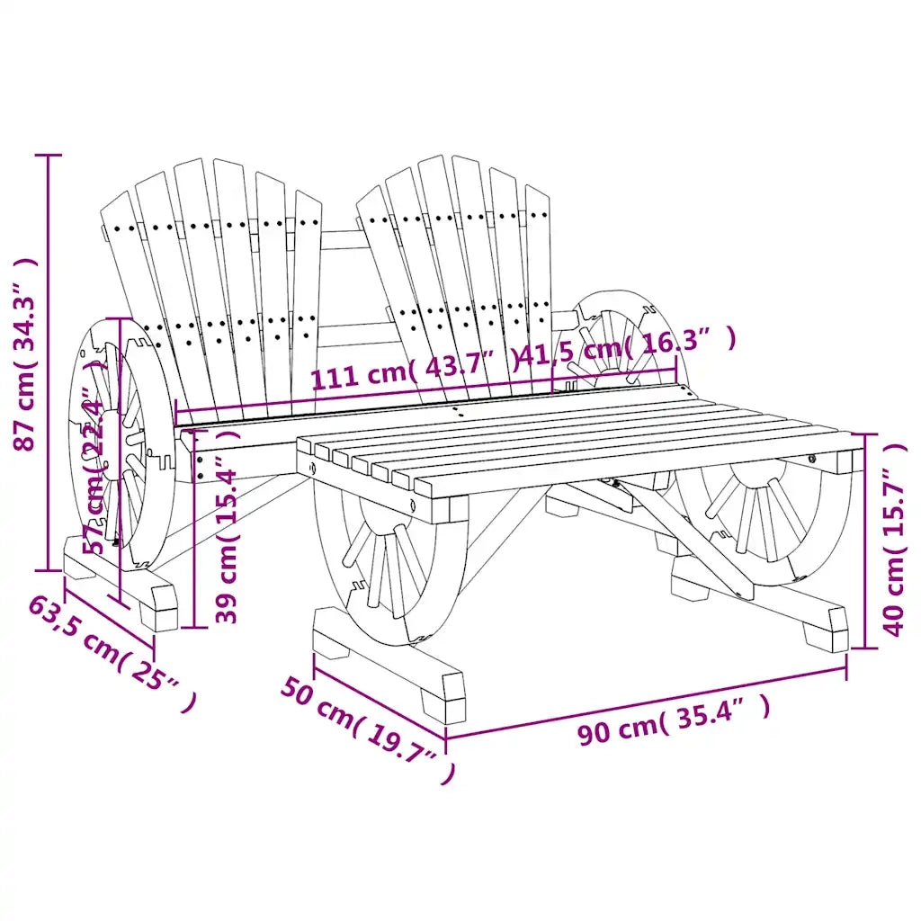 Set Salotto da Giardino 2 pz | Set di Mobili da Esterno in Legno Massello di Abete