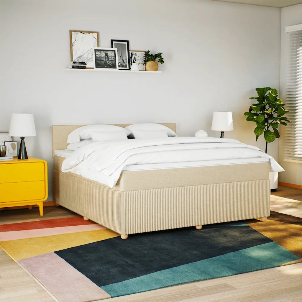 Giroletto a Molle con Materasso Crema 180x200 cm in Tessuto 3289840