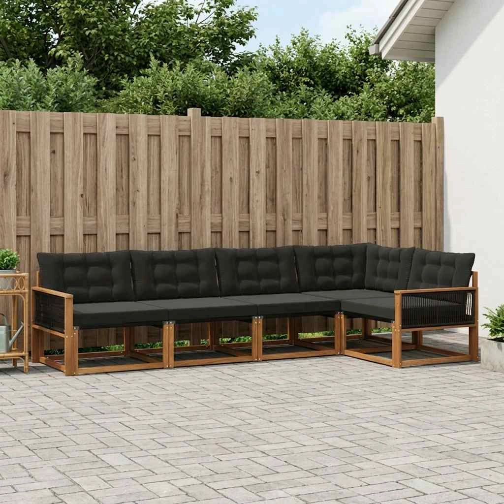 Set di divani da esterno 5 pz Naturale e Nero 3381424