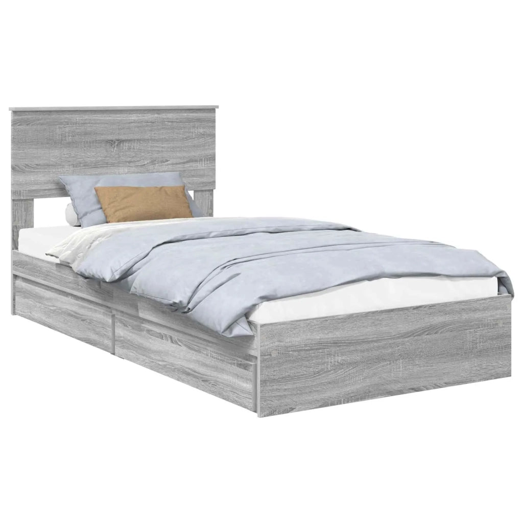 Letto con Contenitore con testiera Grigio Sonoma 100 x 200 cm