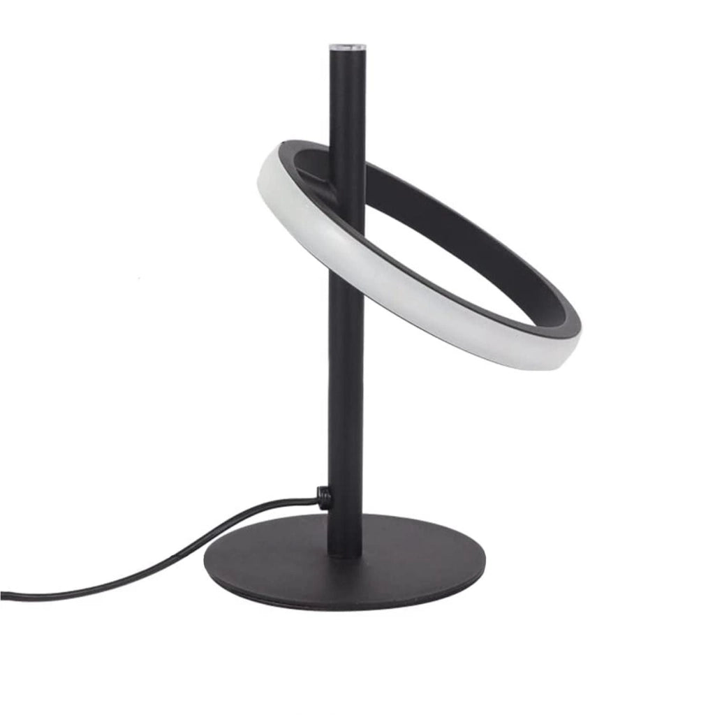ZMH Lampada da tavolo LED nera moderna anello orientabile