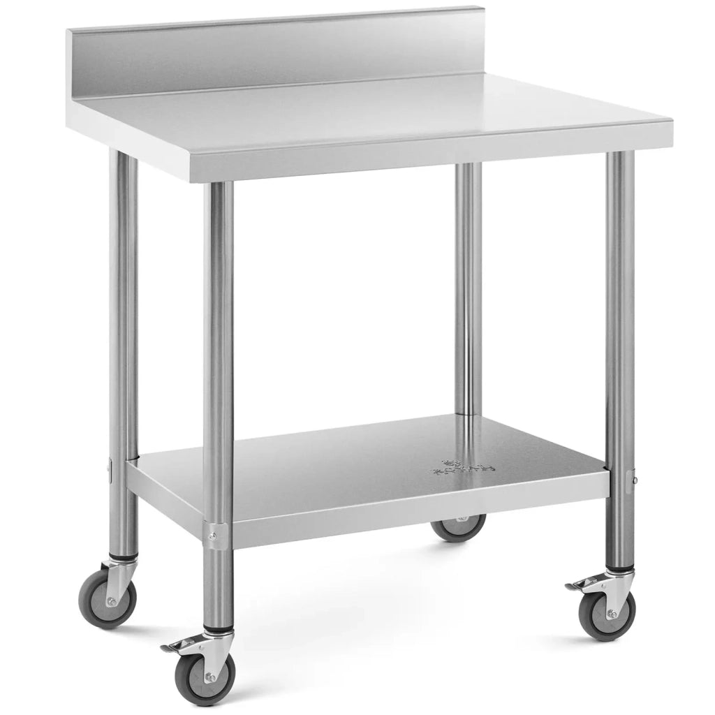 Tavolo da lavoro professionale da cucina Premium 60 x 80 cm 135 kg paraschizzi in acciaio inox 14_0010028