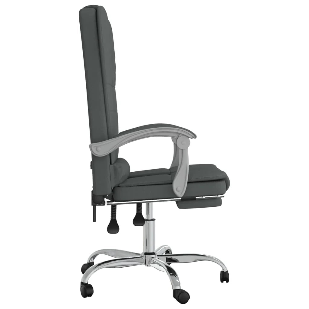 Poltrona da ufficio reclinabile per massaggi per uso al computer tessuto grigio scuro 02_0025389