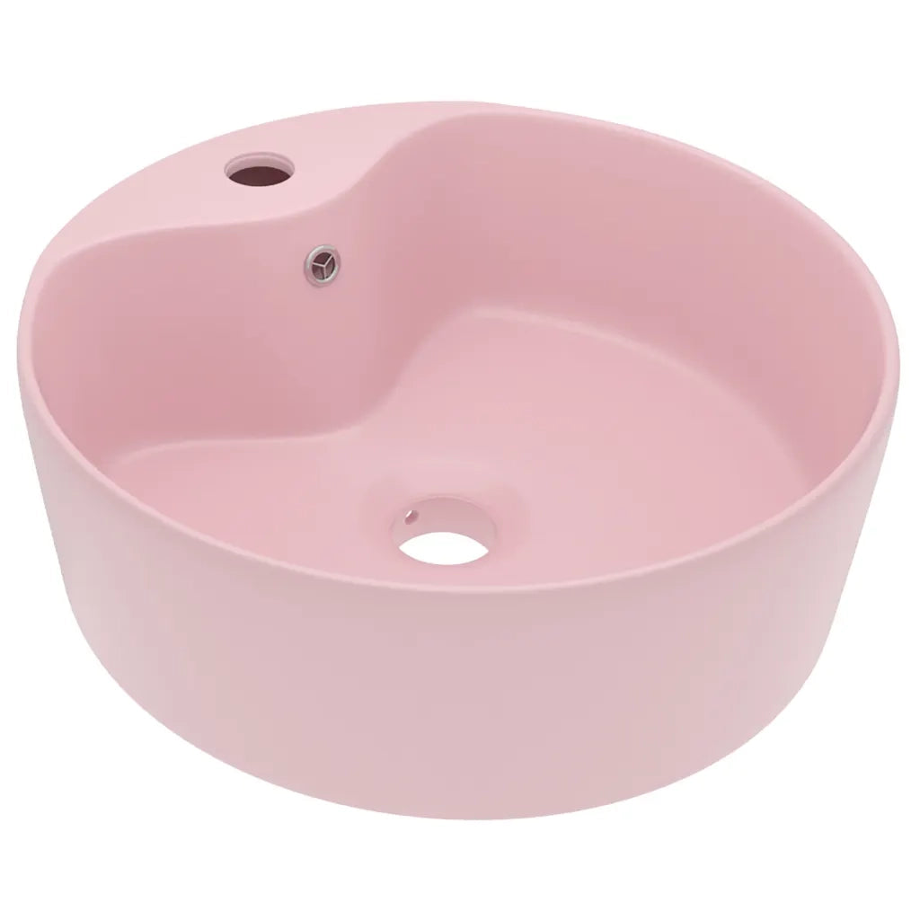 Lavandino-Lavello con Troppopieno Rosa Opaco 36x13 cm in Ceramica