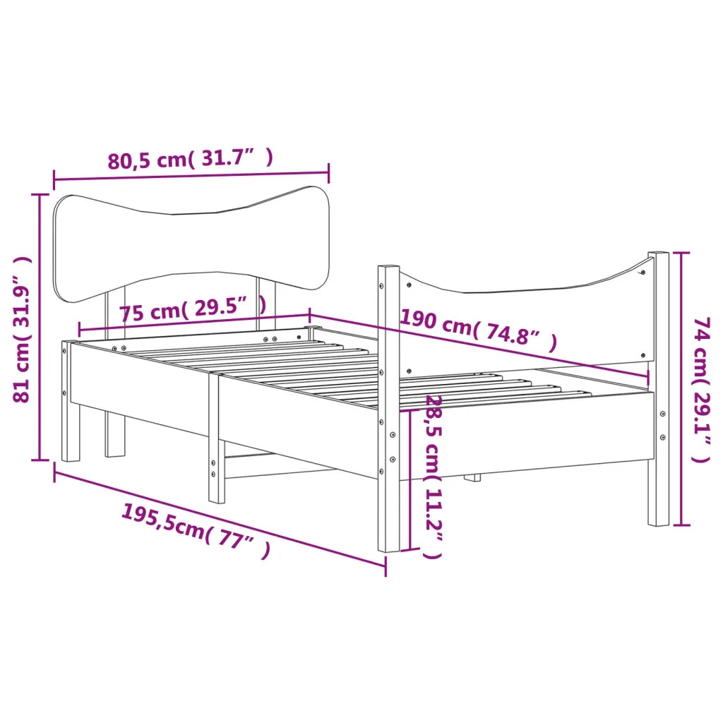 Letto senza Materasso Marrone Cera 75x190 cm in Legno di Pino 3216407