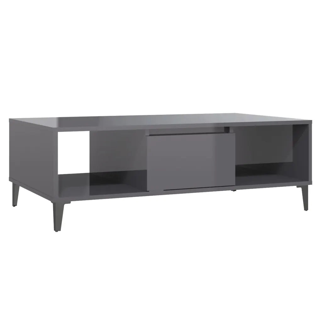 Tavolino Salotto-Tavolino da soggiorno-Tavolo Grigio Lucido 103,5x60x35cm Legno Multistrato 751374