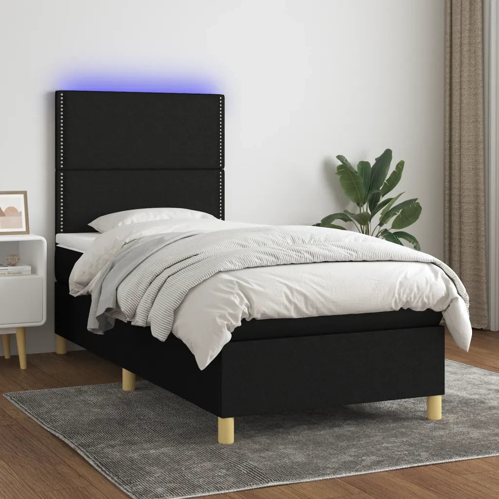 Letto a Molle con Materasso e LED Nero 80x200 cm in Tessuto 3135311