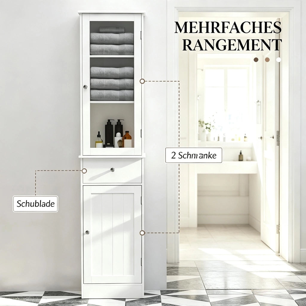 ARMADIO BAGNO ALTO 40x27x171,5 cm Bianco MDF e Acrilico