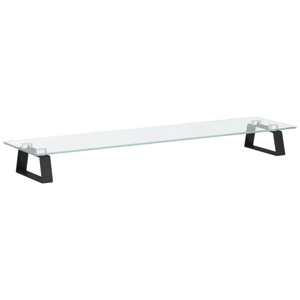 Supporto per monitor mobile da scrivania 80 x 20 x 8 cm vetro temperato e metallo nero 02_0044902