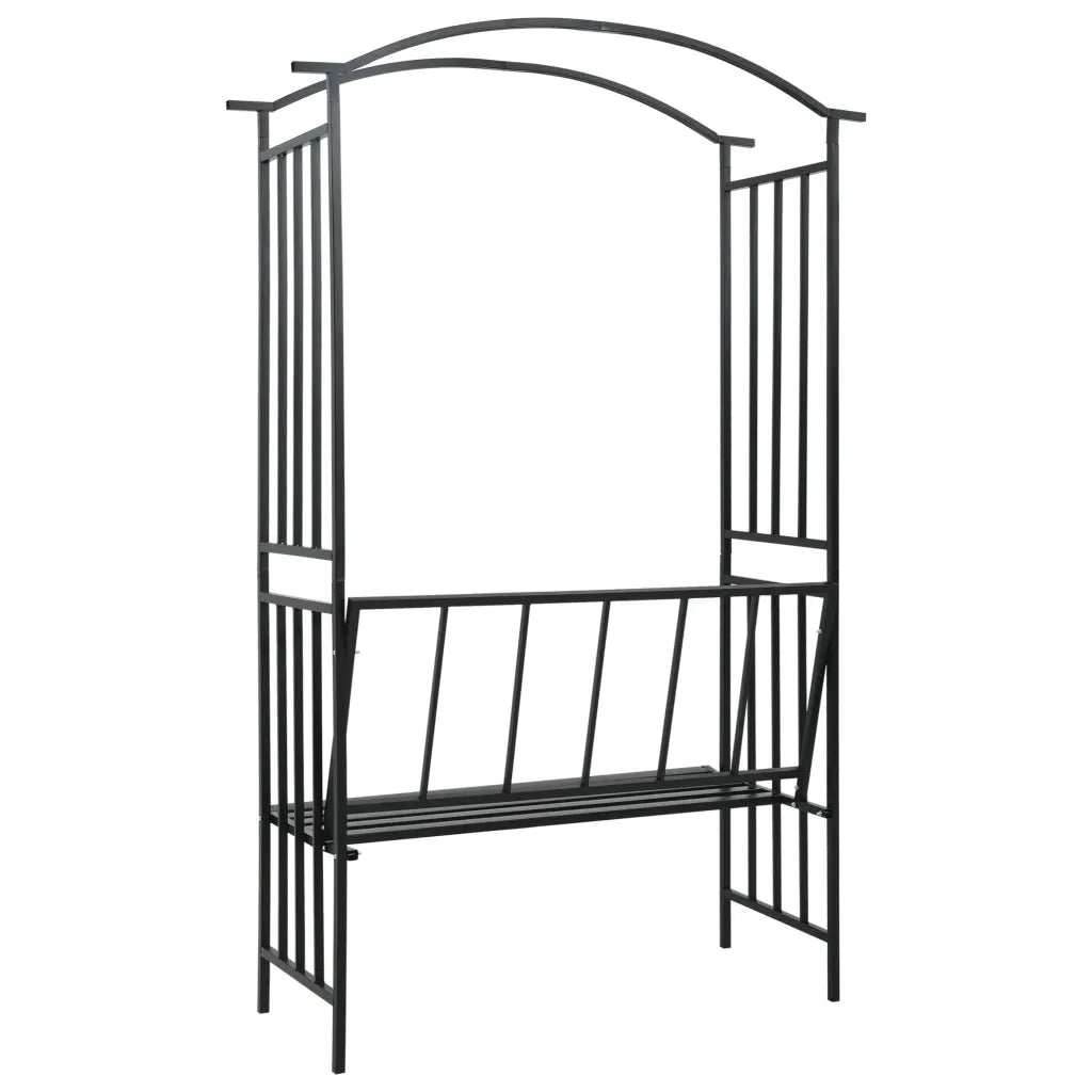 Arco da Giardino con Panca Nero 128x50x207 cm in Ferro 47093