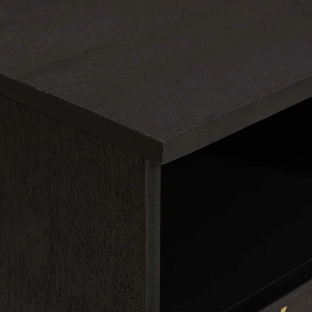 Mobile TV Nero 100 x 33 x 46 cm Legno di mango massello 4018826