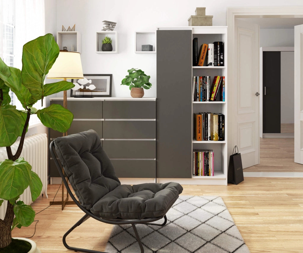 Armadio da ufficio AKORD R80 Bianca 80 cm 1 anta inserto frontale Grigio Grafite 80x35x180 cm