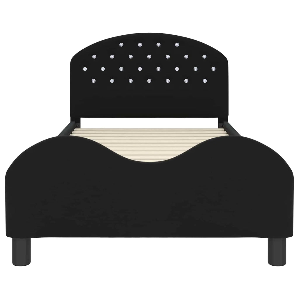 Struttura letto bambini con testata Nero 90 x 190 cm Velluto 42011122