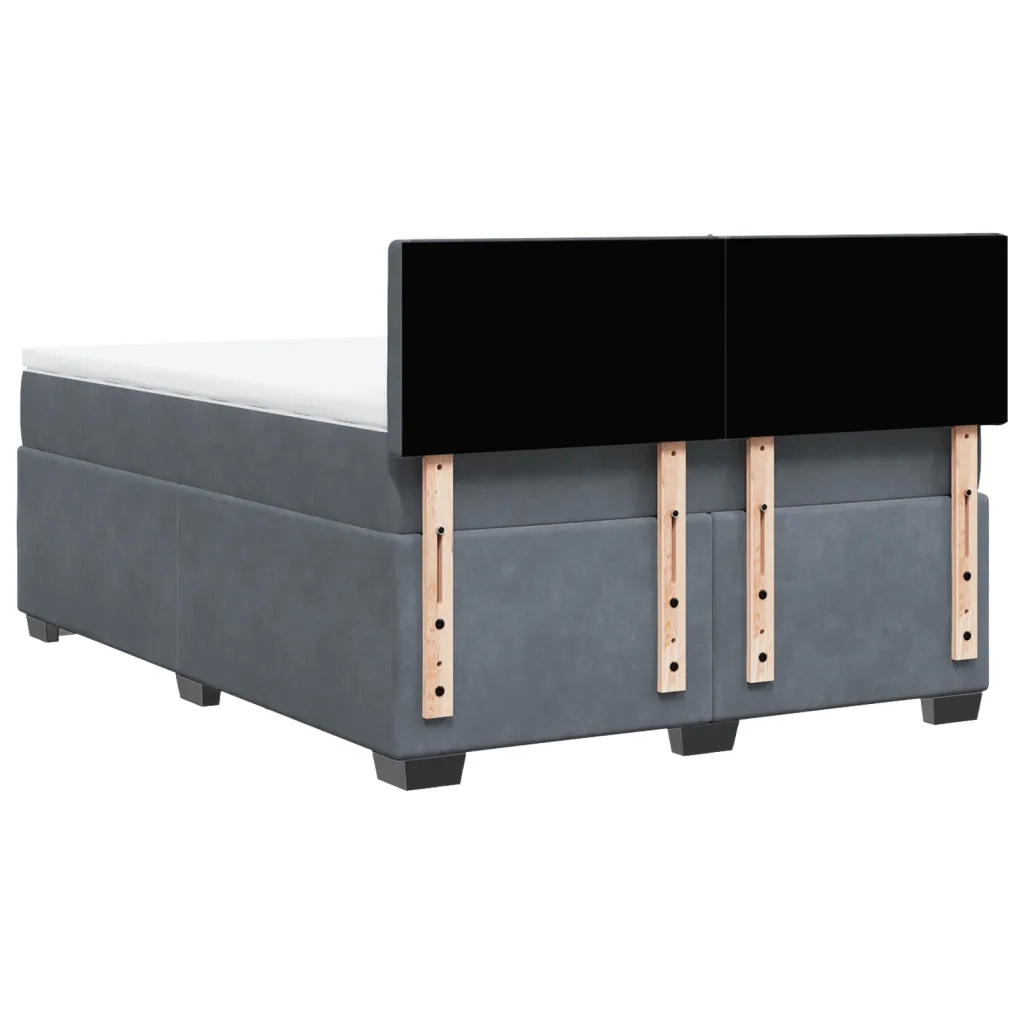 Giroletto a Molle con Materasso Grigio Scuro 140x200 cm Velluto 3288643